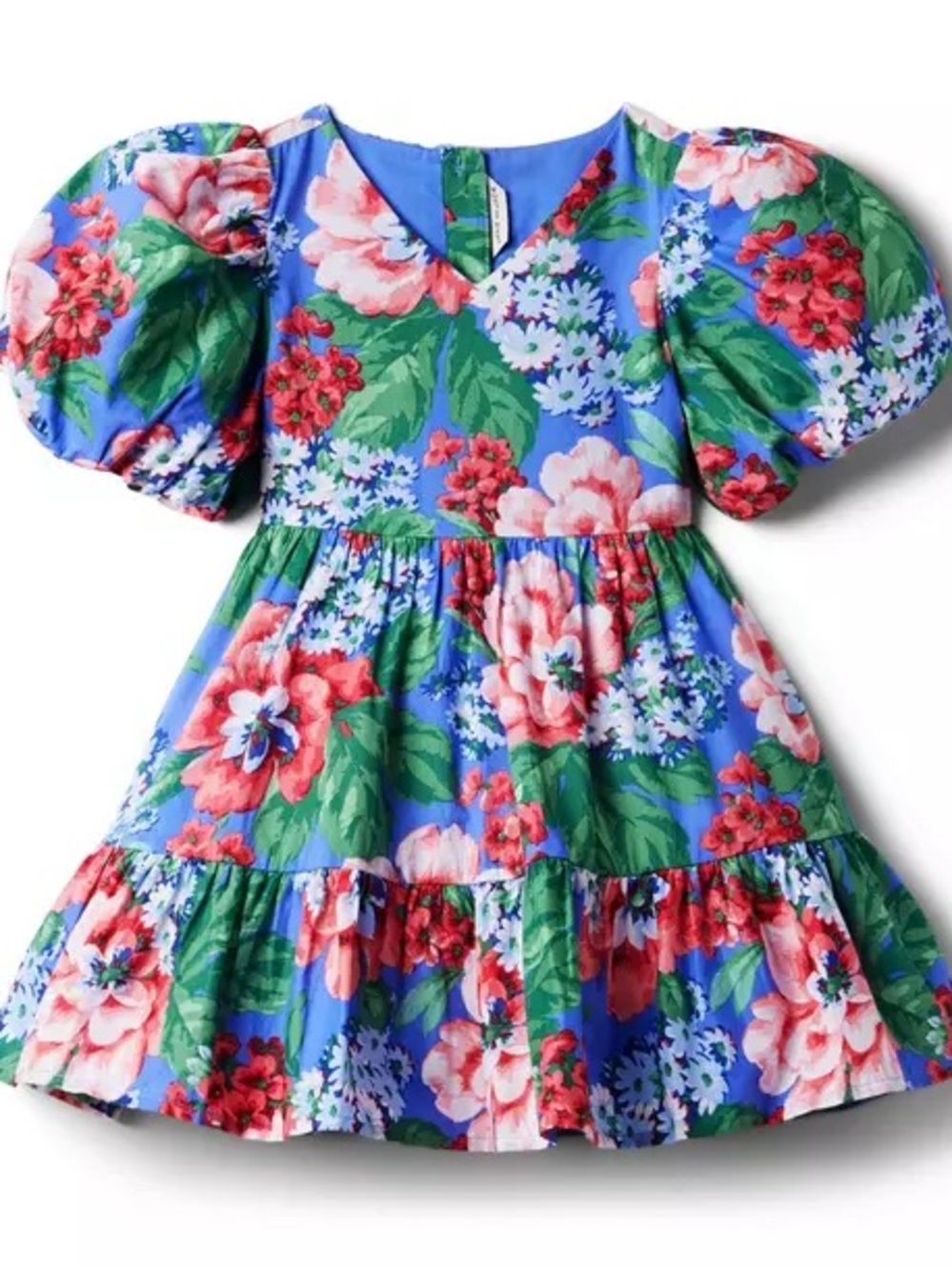 Janie & Jack Blue Floral Puff-Sleeve Dress 8